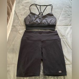 Alo sports bra and biker shorts